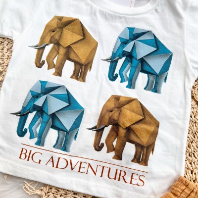 Conj. Camiseta Big Adventure e Bermuda - Off White